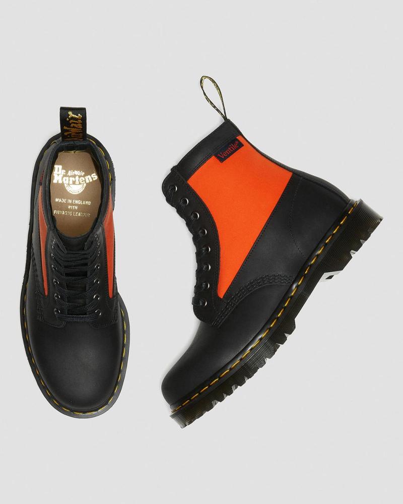 Men's Dr Martens 1460 Panel Made in England Leather Lace Up Boots Black | AU 521SGL